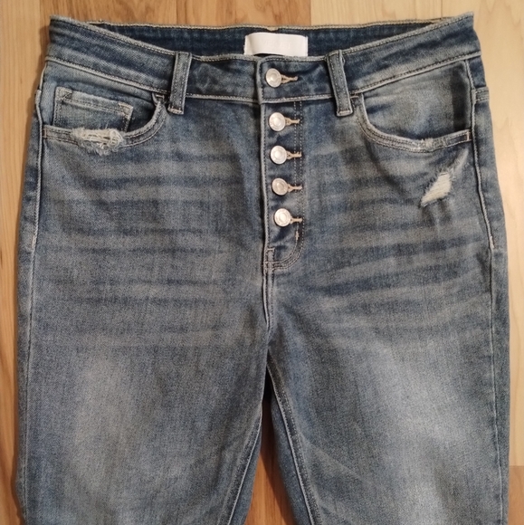 Vervet Blue button fly high rise distressed jeans women's size 30 - Picture 2 of 10